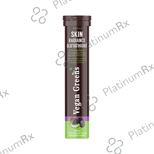 Vegan Greens Skin Radiance Glutathione Effervescent Tablet (25 Each) Orange 1 Bottle