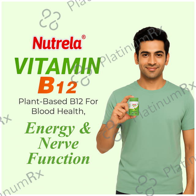 Patanjali Nutrela Vitamin B12 Bio-Fermented for Nerve Strengthening & Brain Function - Capsule