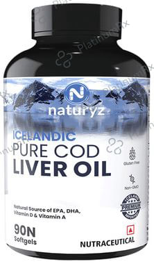 Naturyz Icelandic Pure Cod Liver Oil with Omega 3, Vitamins A & D Soft Gelatin Capsule