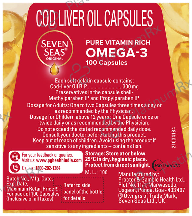 Seven Seas Original Cod Liver Oil Soft Gelatin Capsule 100s