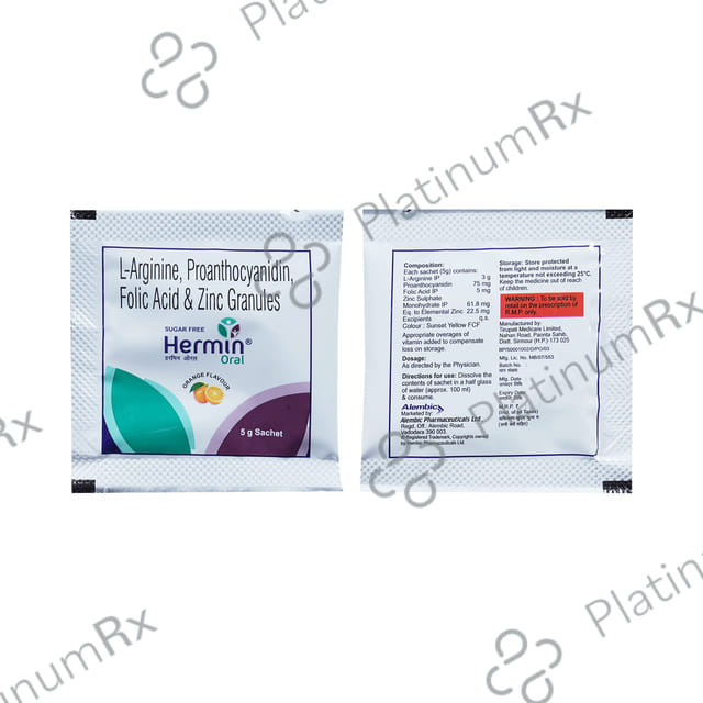 Hermin Orange Flavour Sugar Free Oral Sachet 5gm