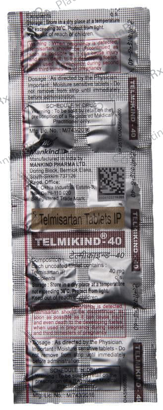 Telmikind 40mg Tablet 10s