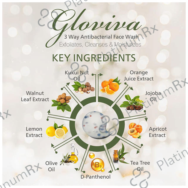 Gloviva 3 Way Antibacterial Action Face Wash (100ml Each) 2 Tubes