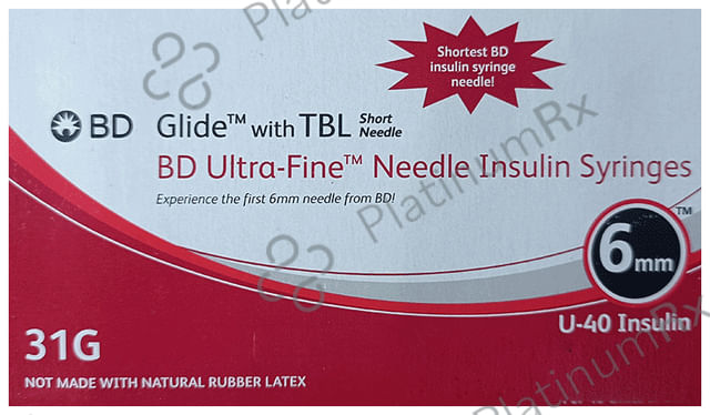 BD Glide with TBL Ultra Fine Needle Insulin Syringes U40 31G 6mm (10* 6mm Syringe)