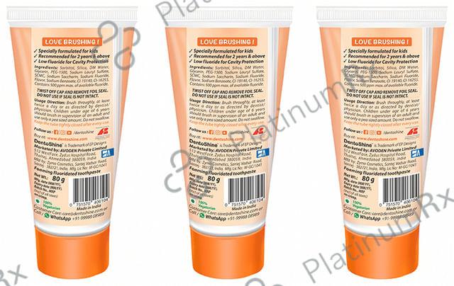 DentoShine Gel Toothpaste for Kids (80gm Each) Orange Doraemon