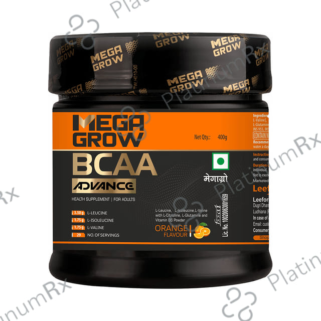 Megagrow BCAA Advance Supplement Powder for Fast Recovery & Muscle Growth Orange