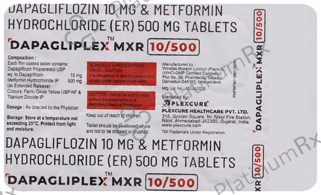 Dapagliplex MXR 10/500mg Tablet 10s
