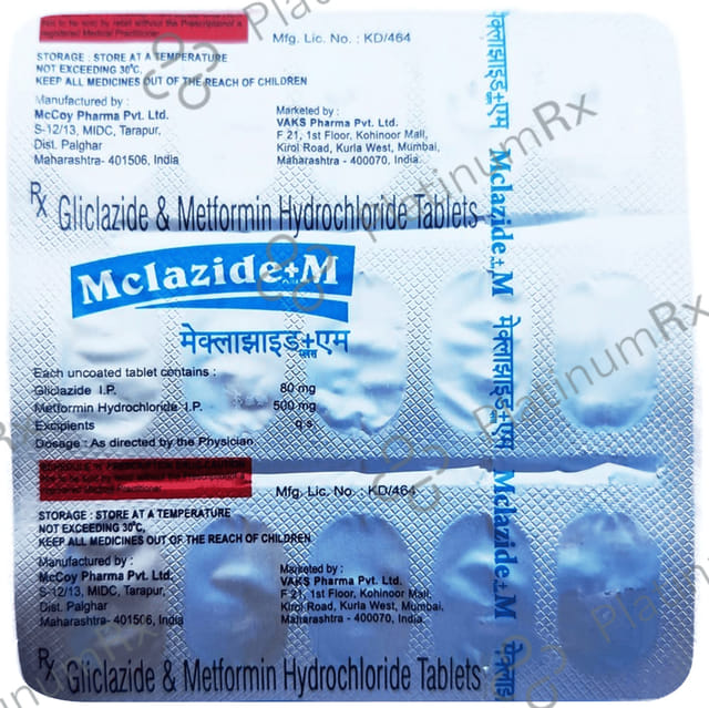 Mclazide Plus M 80/500mg Tablet 15s