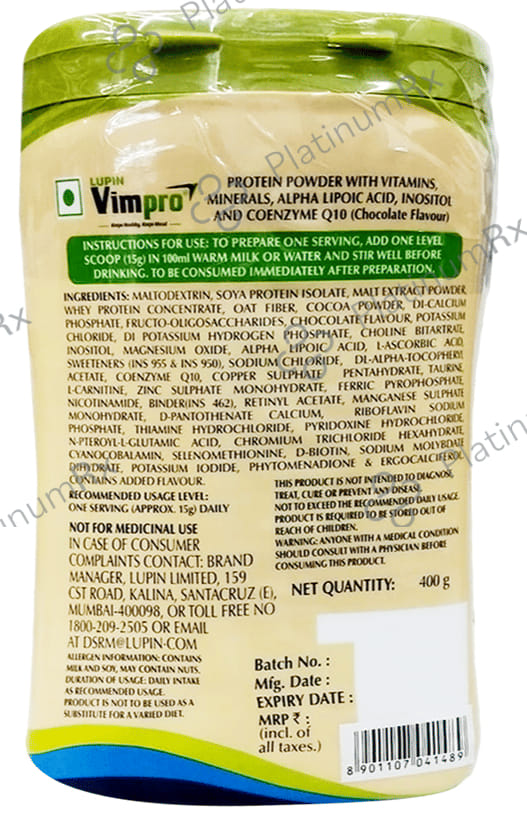 Vimpro Protein Flavour Chocolate Powder 400gm