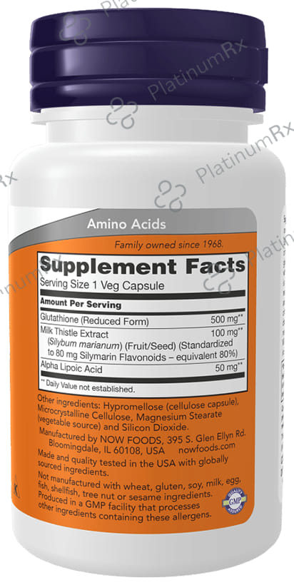 Now Glutathione 500mg Veg Capsules