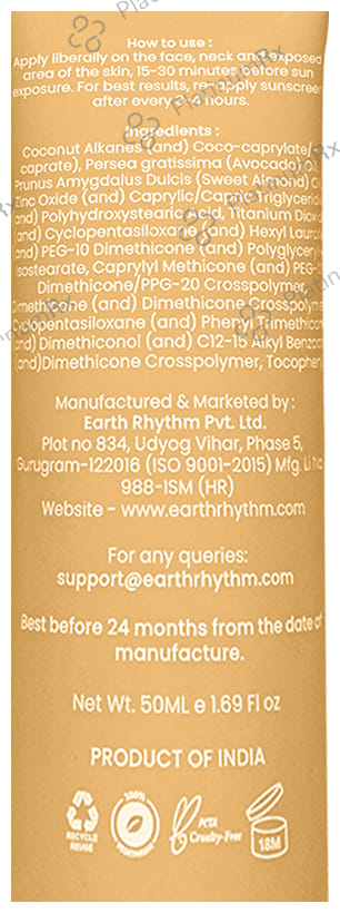 Earth Rhythm Phyto Shield Matte Mineral Sunscreen SPF 50 PA+++ Cream 50ml