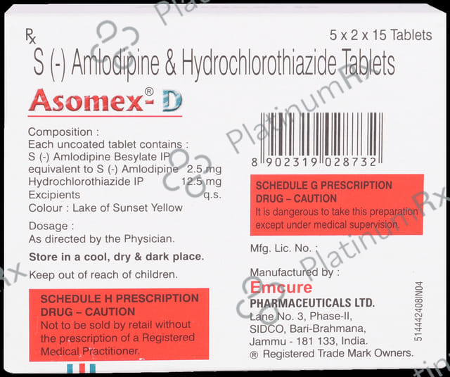 Asomex D 2.5/12.5mg Tablet 15s