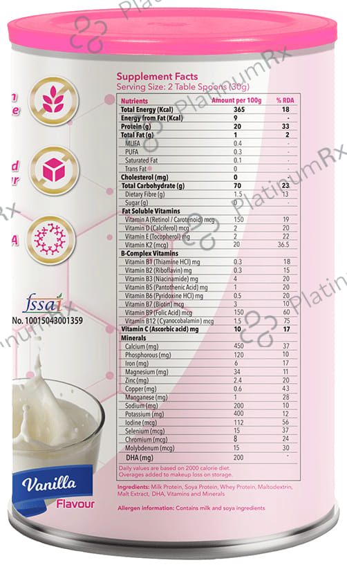 Evexia GraviPro with DHA, Iron & Folic Acid for Nutrition during Pregnancy Flavour Vanilla Powder 200gm