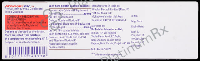 Atocor CV 10/75mg Capsule 10s