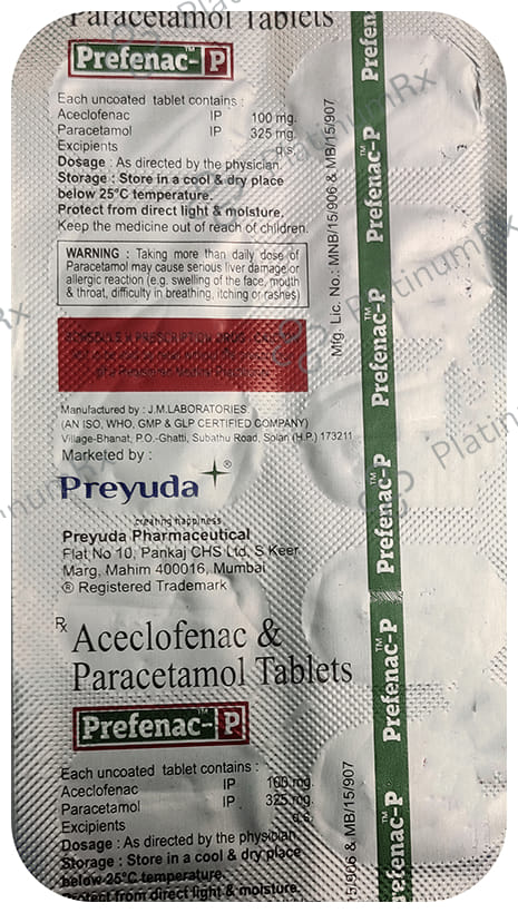 Prefenac P 100/325mg Tablet 10s
