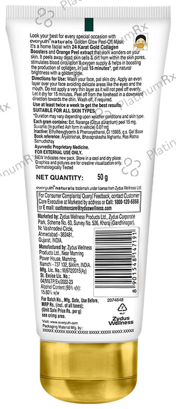 Everyuth Naturals Golden Glow Peel-Off Mask 50 Face Mask