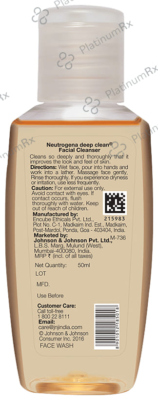 Neutrogena Deep Clean Facial Cleanser with Salicylic Acid - For Acne Prone Skin 50 Face Wash