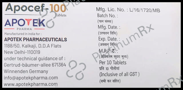 Apocef 100 Tablet DT
