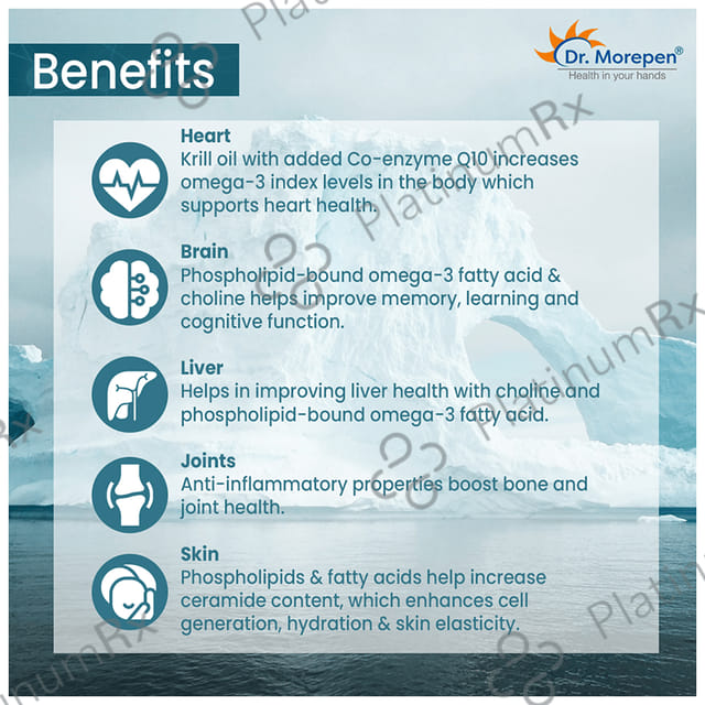 Dr. Morepen Krilliq Krill Oil with Co-Enzyme Q10 Softgel Capsule