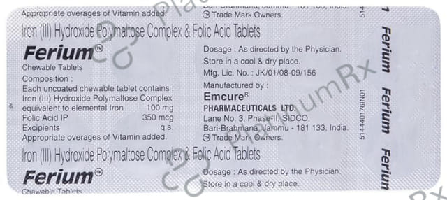 Ferium Chewable 100mg/350mcg Tablet 10s