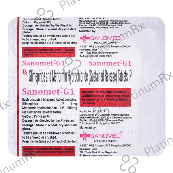 Sanomet G 1/500mg Tablet 15s