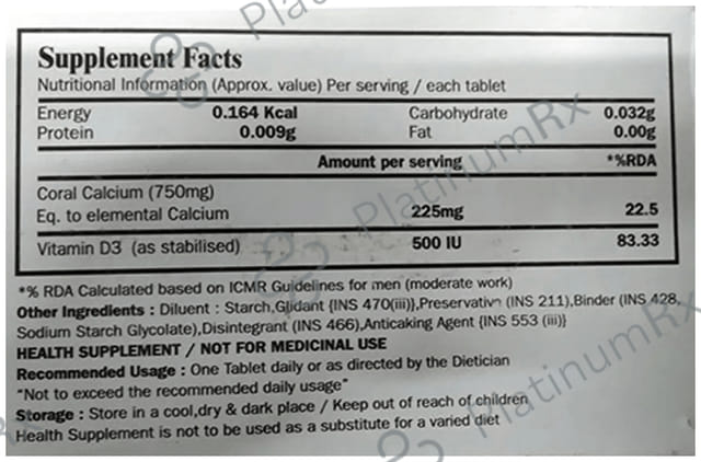C Cal 225mg/500IU XT Tablet 10s