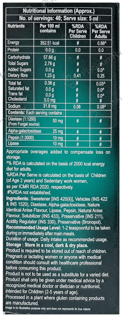 Overzyme Saunf Flavour Gluten Free Syrup 200ml