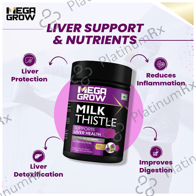 Megagrow Milk Thistle Capsule Support Liver Health & Boost Immunity with Natural Silymarin Extract