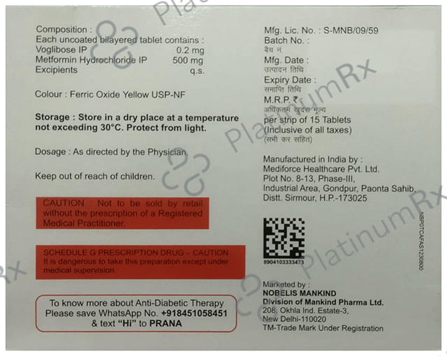 Voglistar Plus 0.2/500mg Tablet 15s