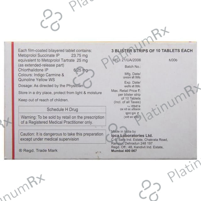 Vinicor D 6.25/25mg Tablet ER 10s