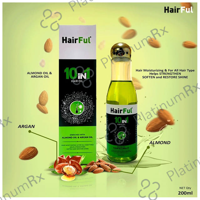 HairFul 10 IN 1 Hair Oil Enriched with Almond Oil & Argan Oil (200ml Each) 1 Bottle