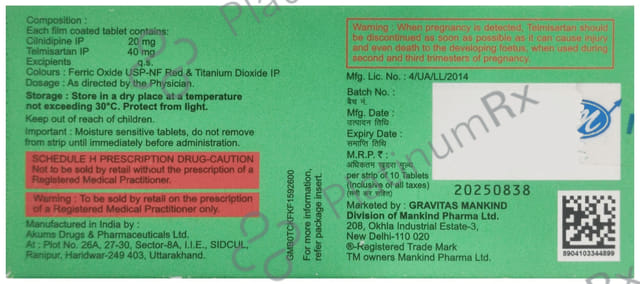 Telmikind LN 40/20mg Tablet 10s