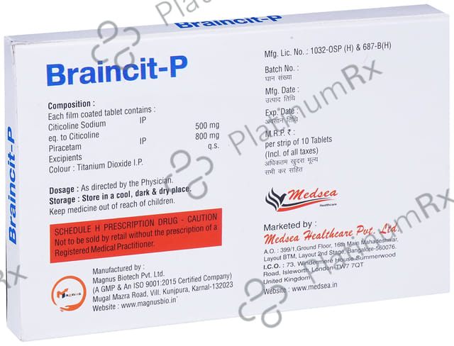 Braincit P 500/800mg Tablet 10s