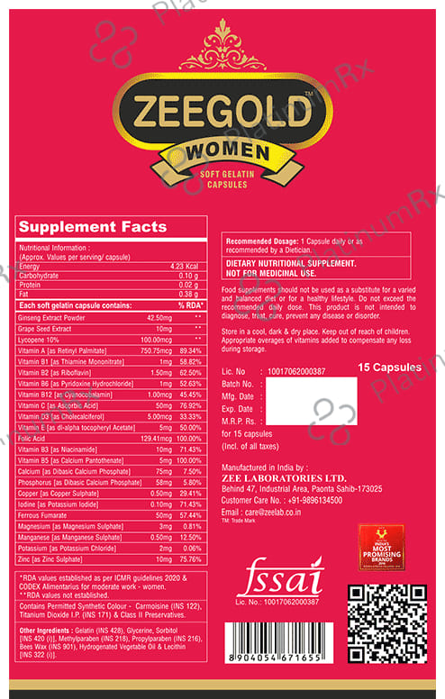 Zee Laboratories Zee Gold Women Soft Gelatin Capsule
