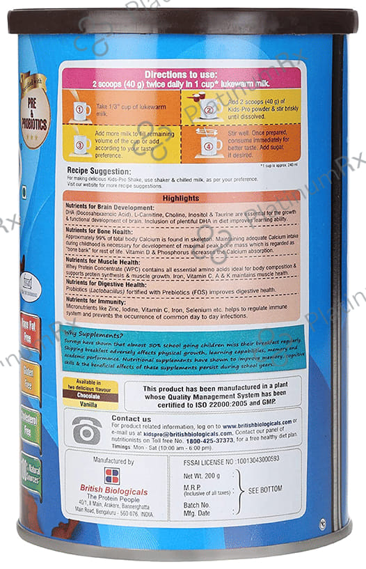 Kids Pro Protein Flavour Chocolate Powder 200gm