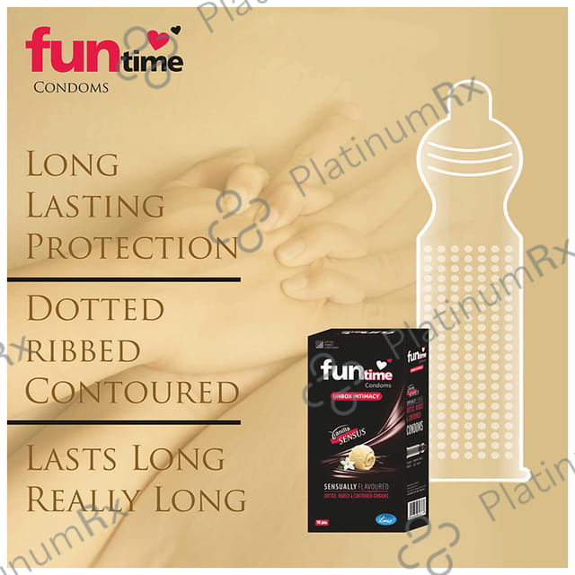 Funtime Dotted Ribbed & Contoured Vanilla Sensus Flavour Condom 10s