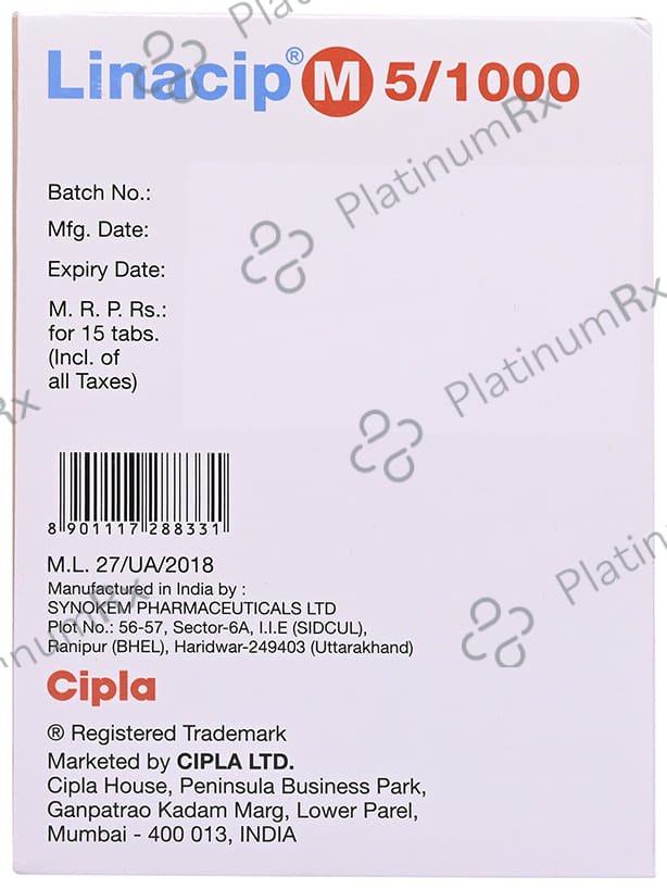 Linacip M 1000mg/5mg Tablet