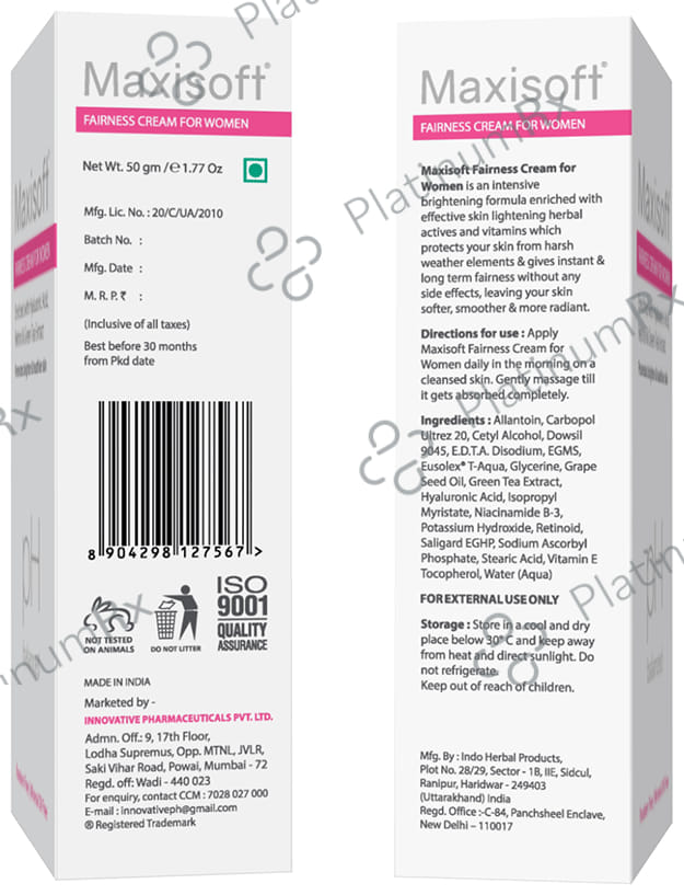 Maxisoft Fairness Cream for Women (50gm Each) 2 Tubes