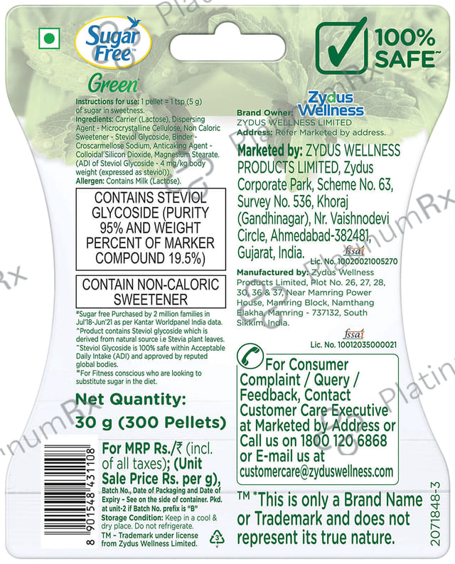 Sugar Free Green Stevia for Calorie Conscious - Pellets 300 pellets