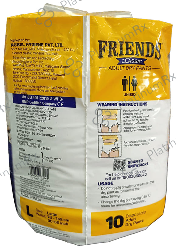 Friends Classic Anti Bacterial & Anti Rash Adult Unisex Dry Pants Large diapers 20s