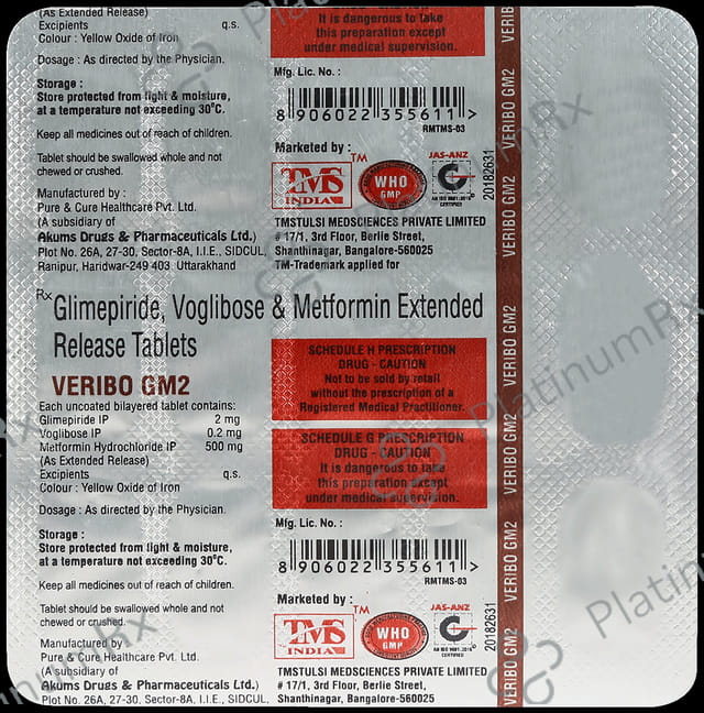 Veribo GM 2 2/500/0.2mg Tablet 15s