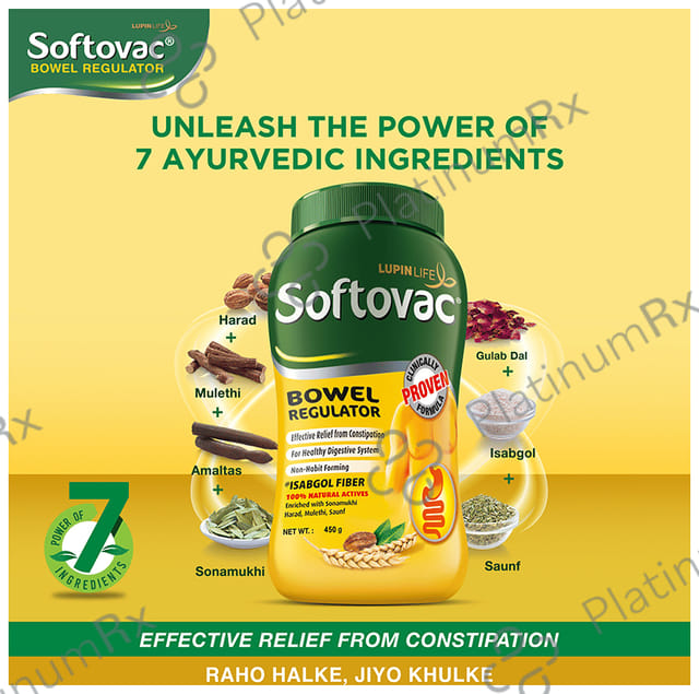 Softovac Bowel Regulator for Effective Relief from Constipation Powder 450gm