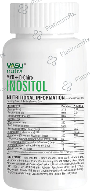 Vasu Nutra Myo + D-Chiro Inositol PCOS Tablet