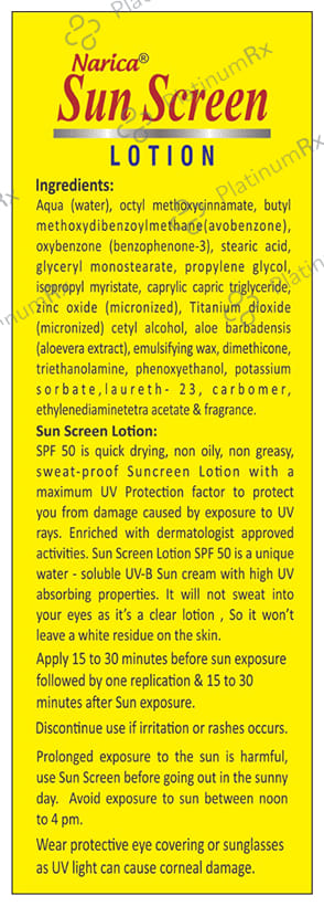 Narica Sun Screen SPF 50 PA++ Lotion 2x60ml