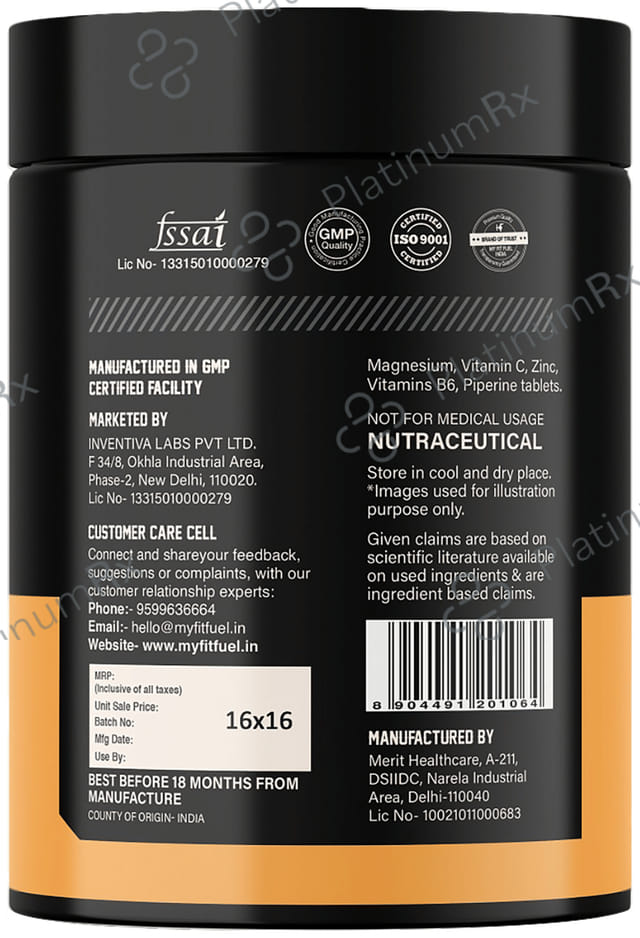 MyFitFuel ZMA+ with Vitamin C & Piperine Tablet 90 tablets