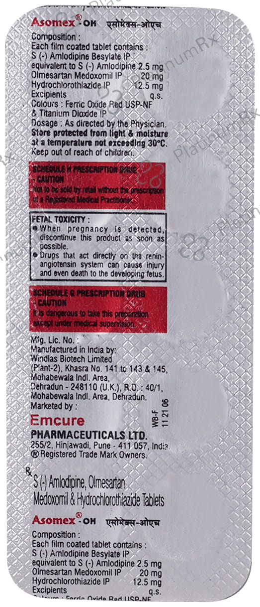 Asomex OH 20/2.5/12.5mg Tablet 10s
