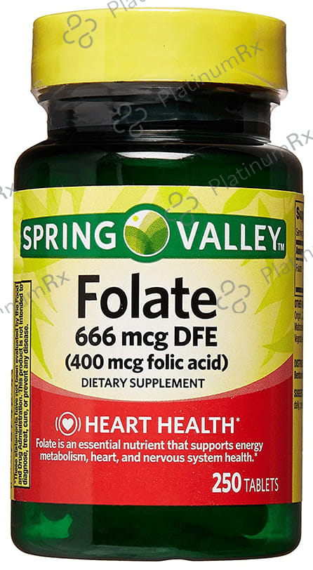 Spring Valley Folate 666mcg DFE (400mcg Folic Acid) Tablet