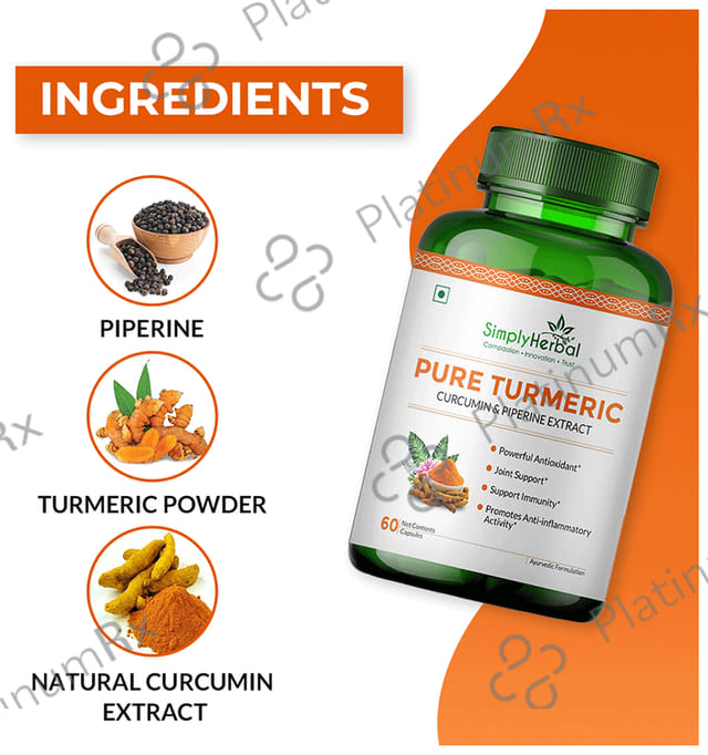 Simply Herbal Pure Turmeric Curcumin & Piperine Extract Capsule