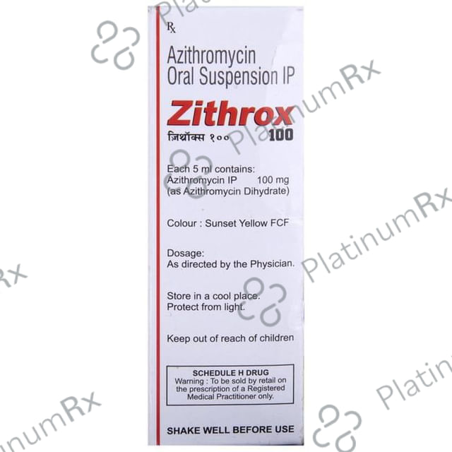 Zithrox 100mg Rediuse Suspension 15ml