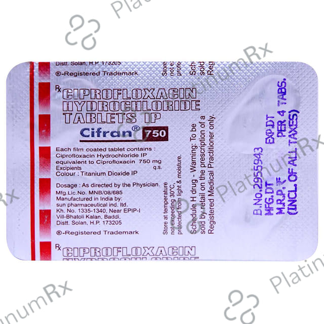 Cifran 750mg Tablet 4s